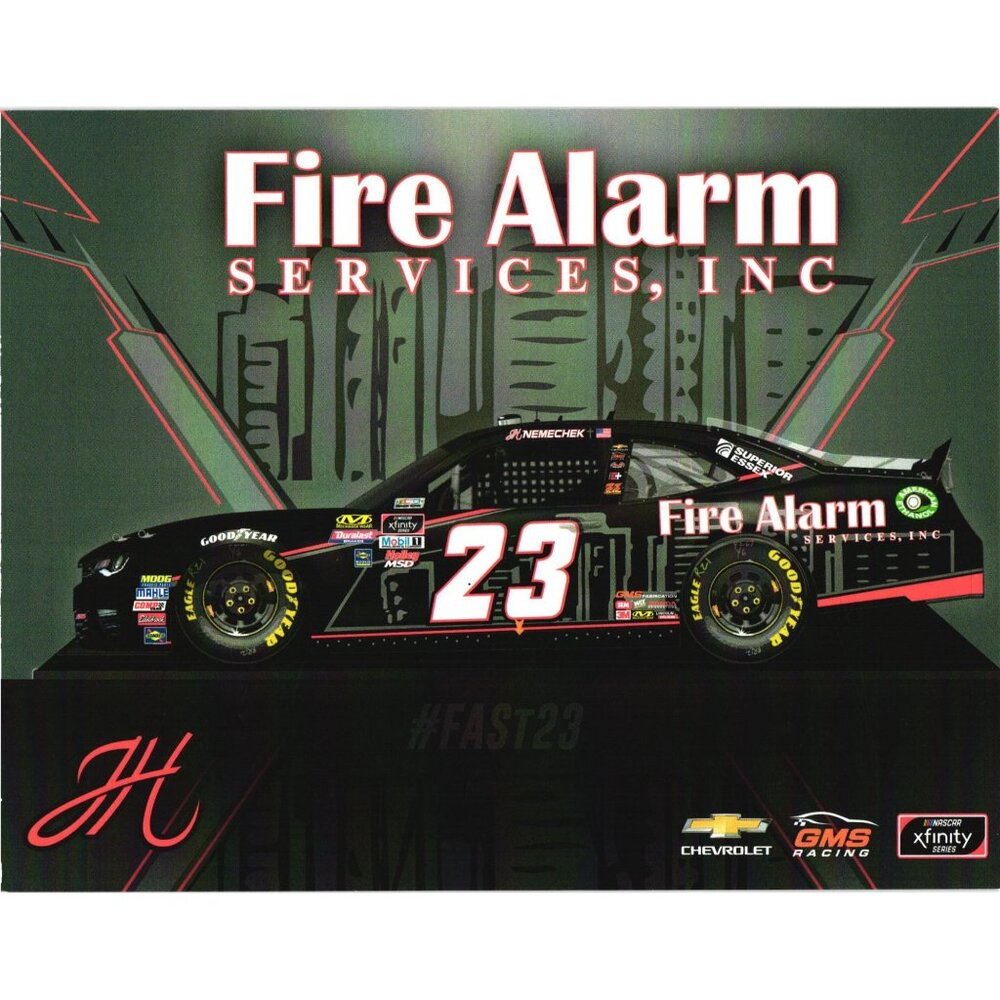 J H Nemecheck 23 2019 Racing Postcard Fire Alarm Services 8x6